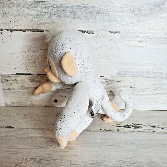 Fingerlings Plush Monkey White w/ Silver Glitter Poseable Limbs 9" Stuffed Toy - Picture 3 of 8